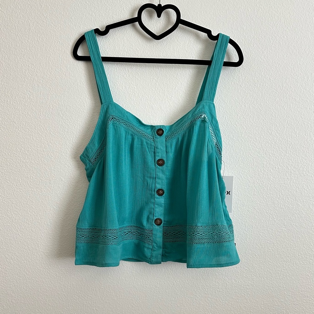Hurley Teal Babydoll Sweetheart Neckline Sleeveless Tank Top Size S